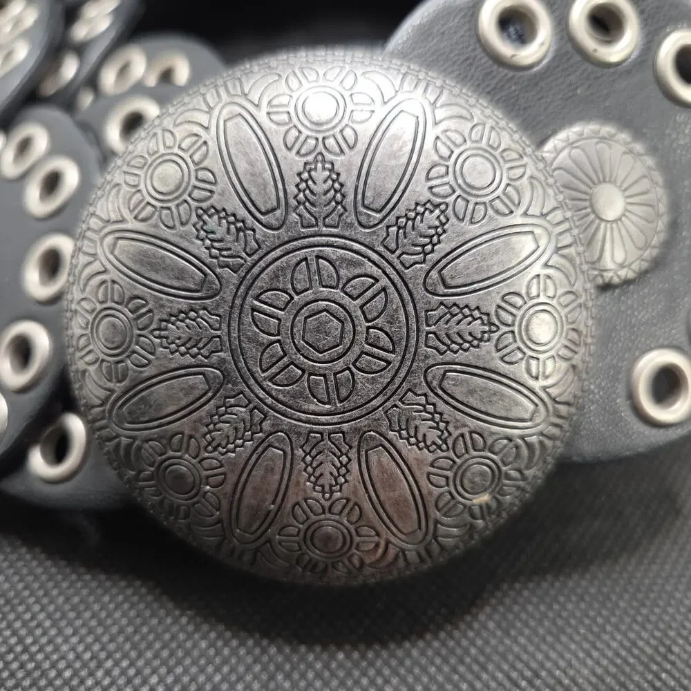 Concho Belt Urban Outfitters Black Silver 2.75
